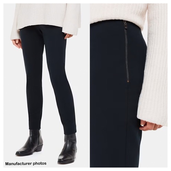 Whistles Ankle Length Stretchy Navy Trousers with Side Zip - Picture 11 of 11